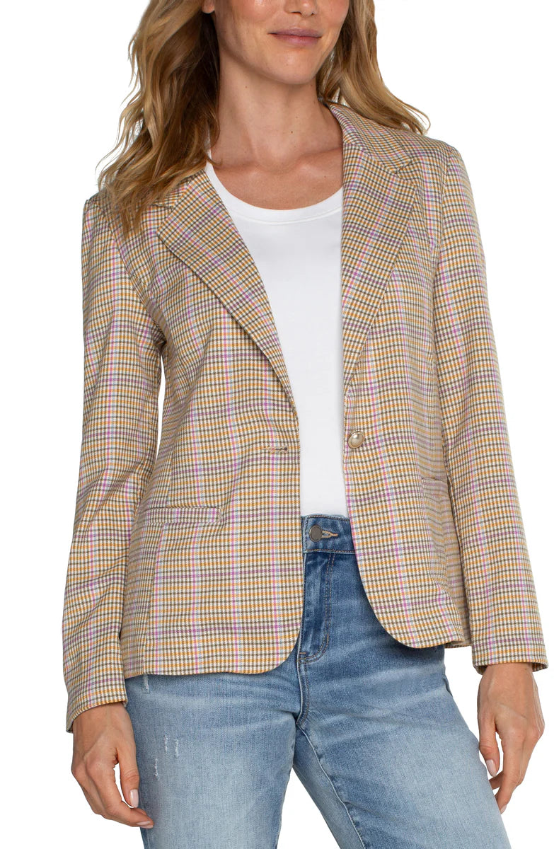 Liverpool ORANGE TAN MULTI CHECK Fitted Blazer