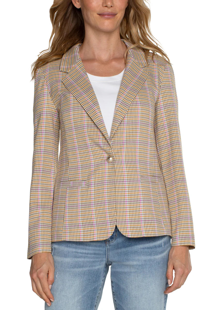 Liverpool ORANGE TAN MULTI CHECK Fitted Blazer