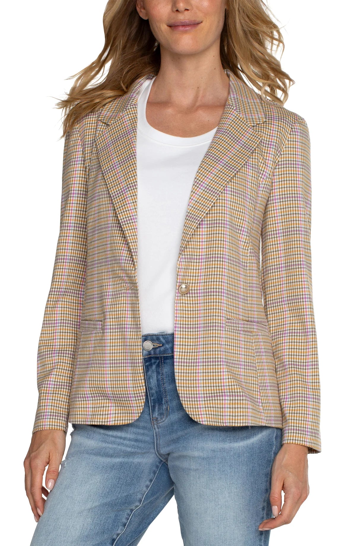 Liverpool ORANGE TAN MULTI CHECK Fitted Blazer