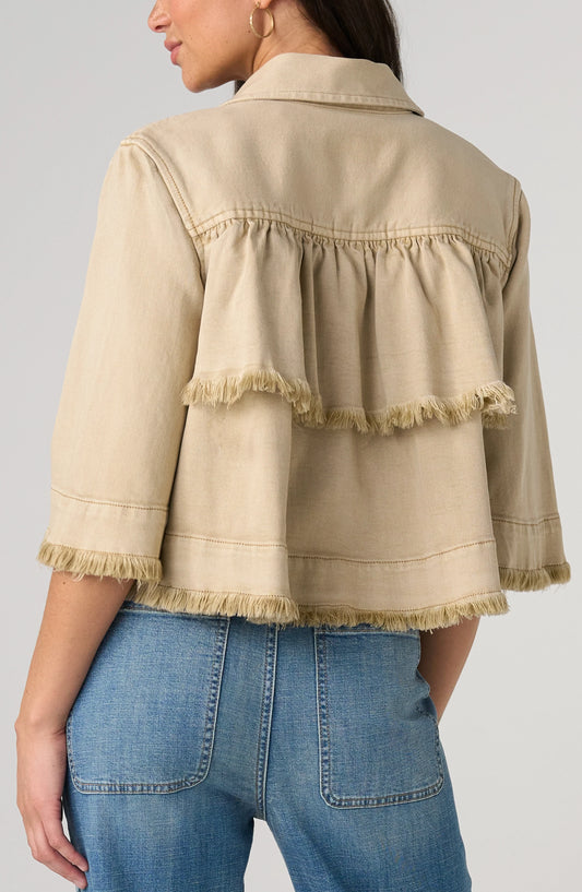 Liverpool 3/4 Sleeve Frayed Flounce Jacket