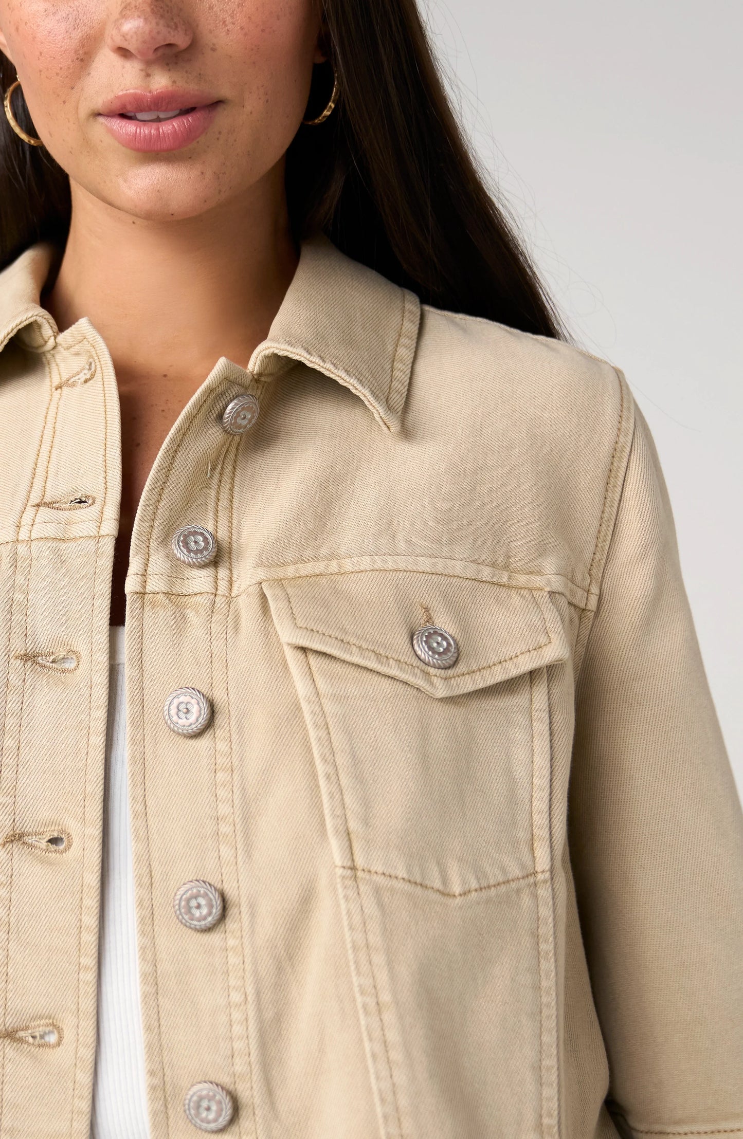 Liverpool 3/4 Sleeve Frayed Flounce Jacket