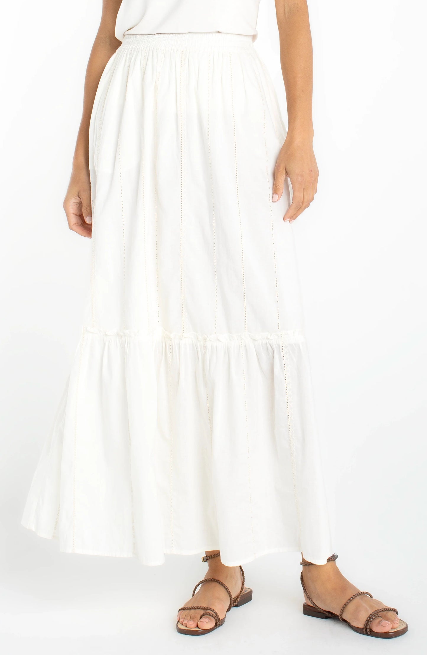 Liverpool Los Angeles Tiered Woven Pull-on Maxi Skirt
