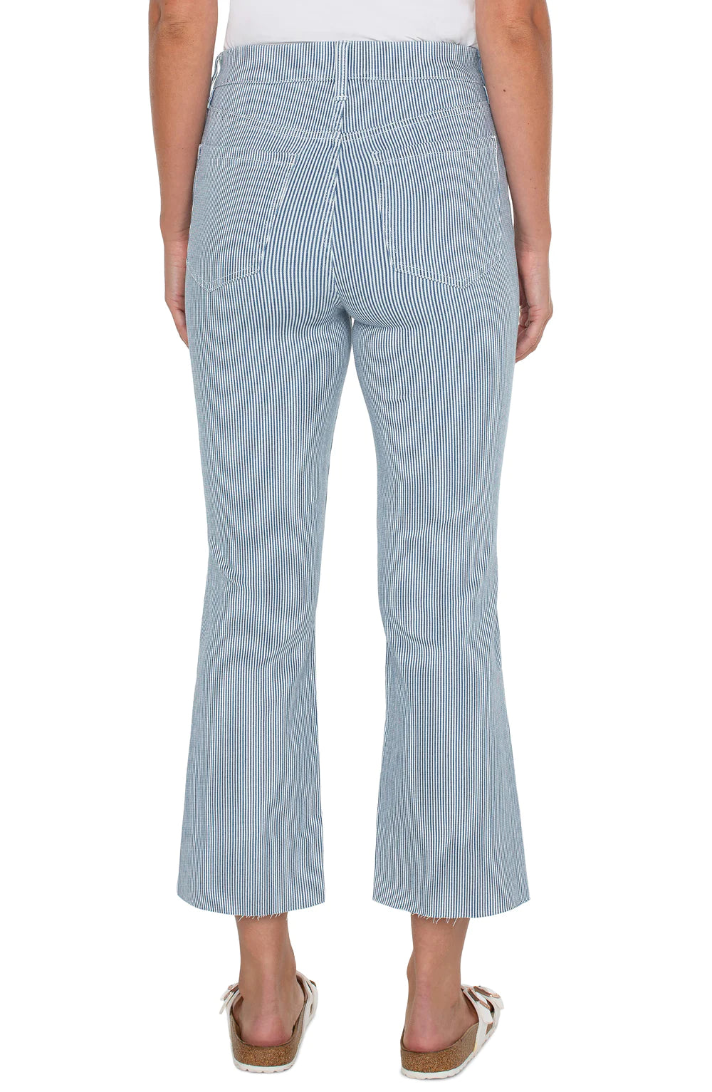 Liverpool THE GIA GLIDER® CROP FLARE TWISTED SEAM Chambray Stripe