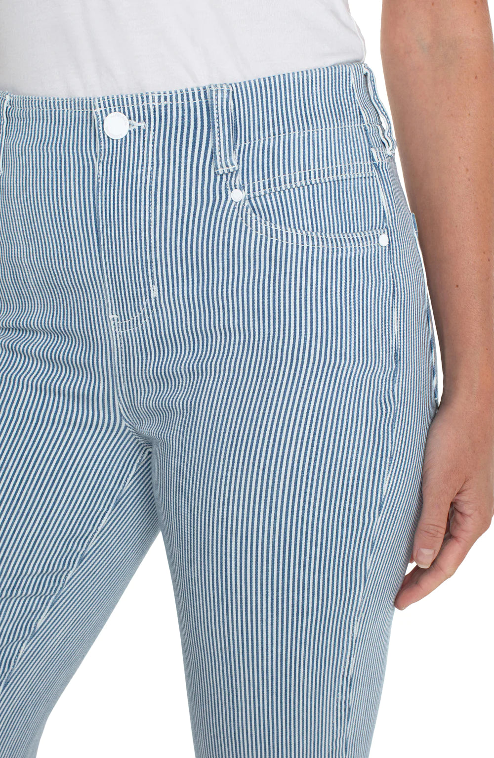 Liverpool THE GIA GLIDER® CROP FLARE TWISTED SEAM Chambray Stripe