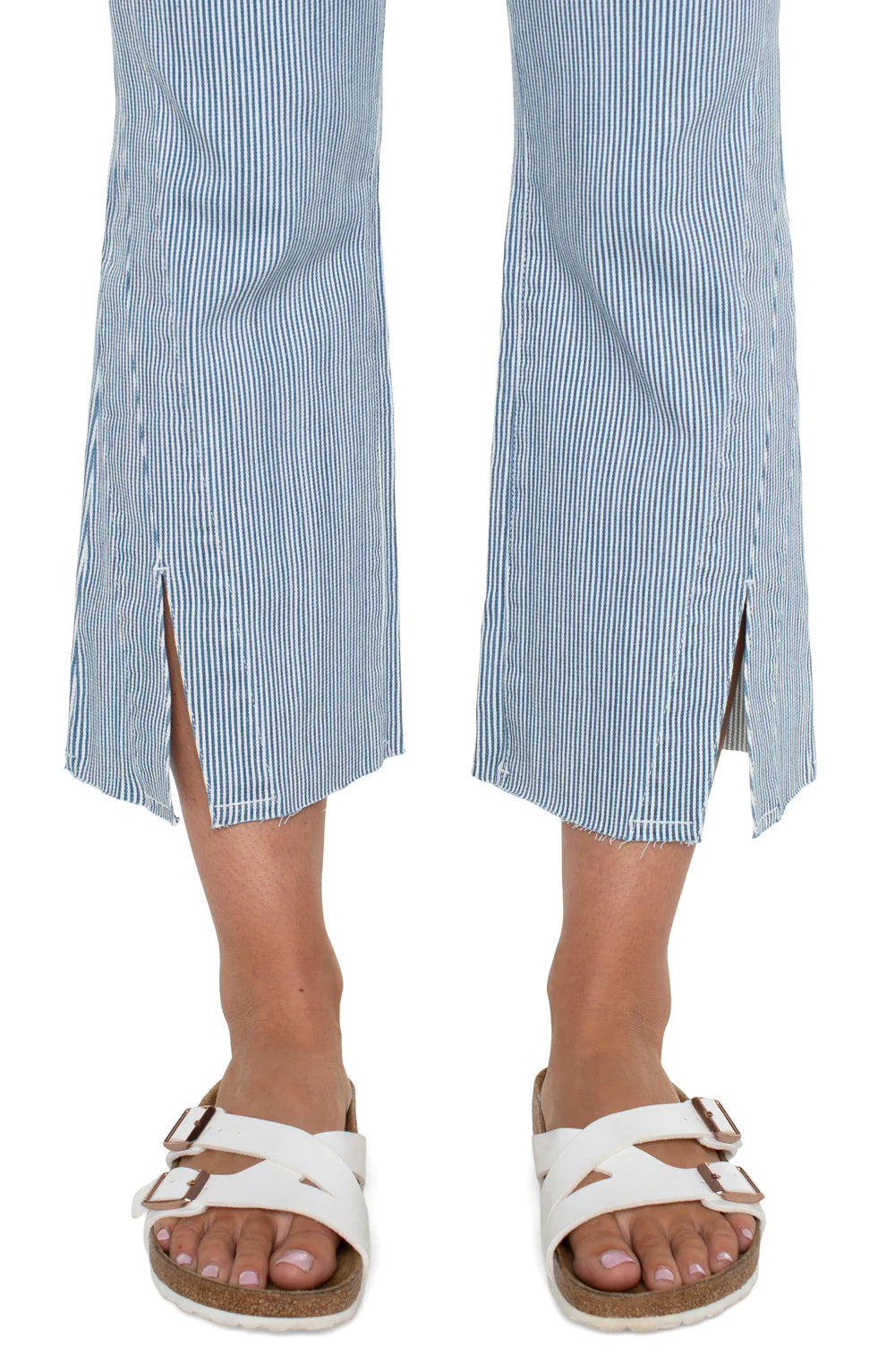 Liverpool THE GIA GLIDER® CROP FLARE TWISTED SEAM Chambray Stripe