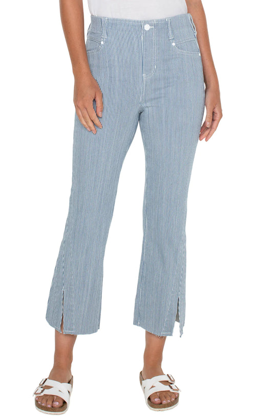 Liverpool THE GIA GLIDER® CROP FLARE TWISTED SEAM Chambray Stripe