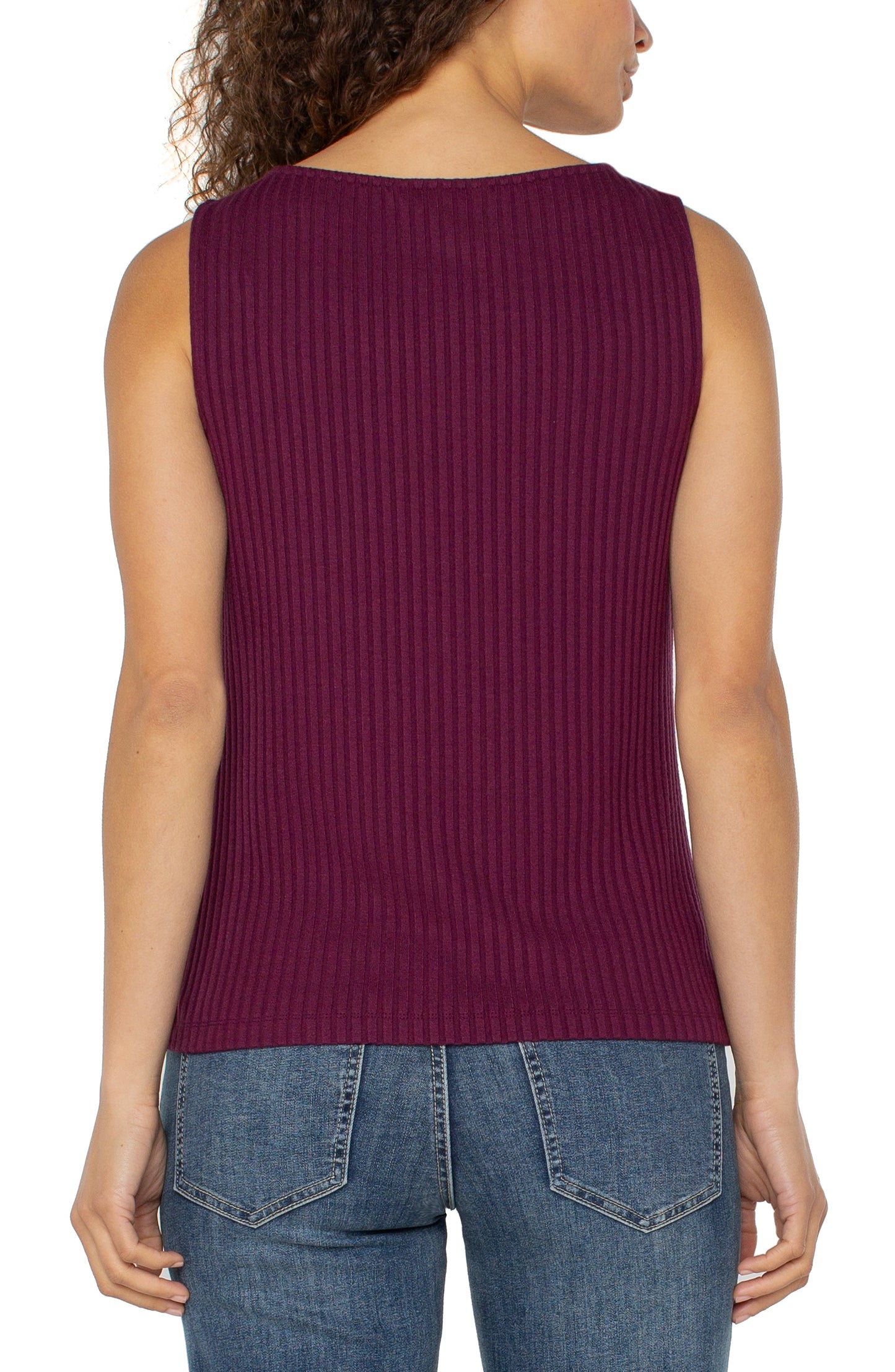 Liverpool Sleeveless Boat Neck Rib Knit Top