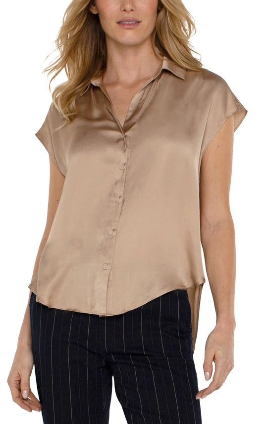 Liverpool Button Front Dolman Sleeve Blouse (Champagne or Dark Navy)