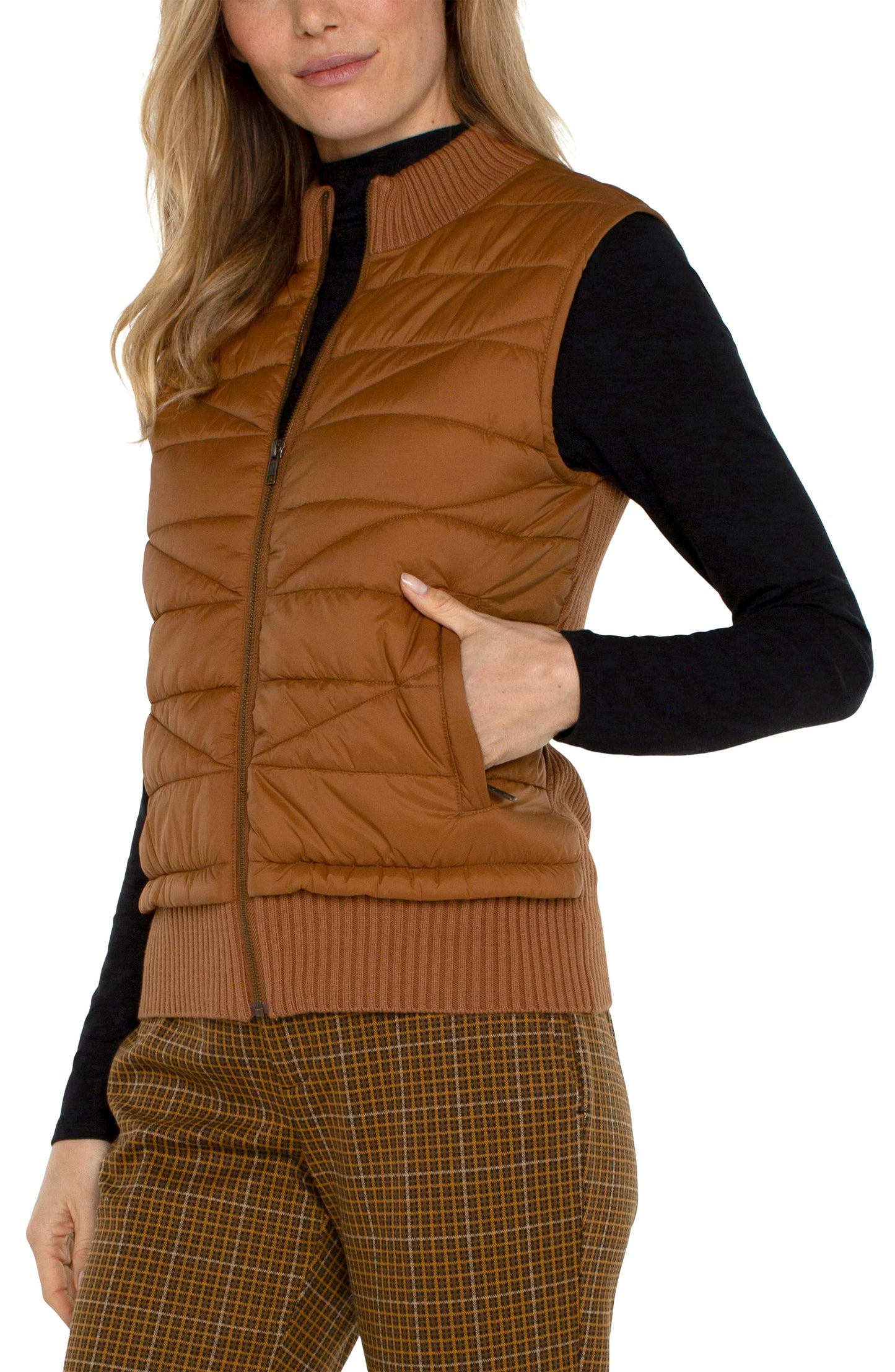 Liverpool Sleeveless Quilted Full Zip Sweater Vest