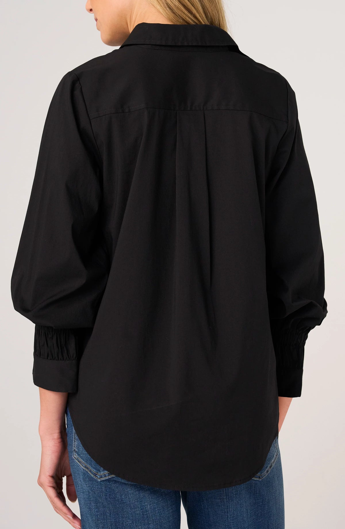 Liverpool Adjustable Sleeve Button Front Woven Top - Black