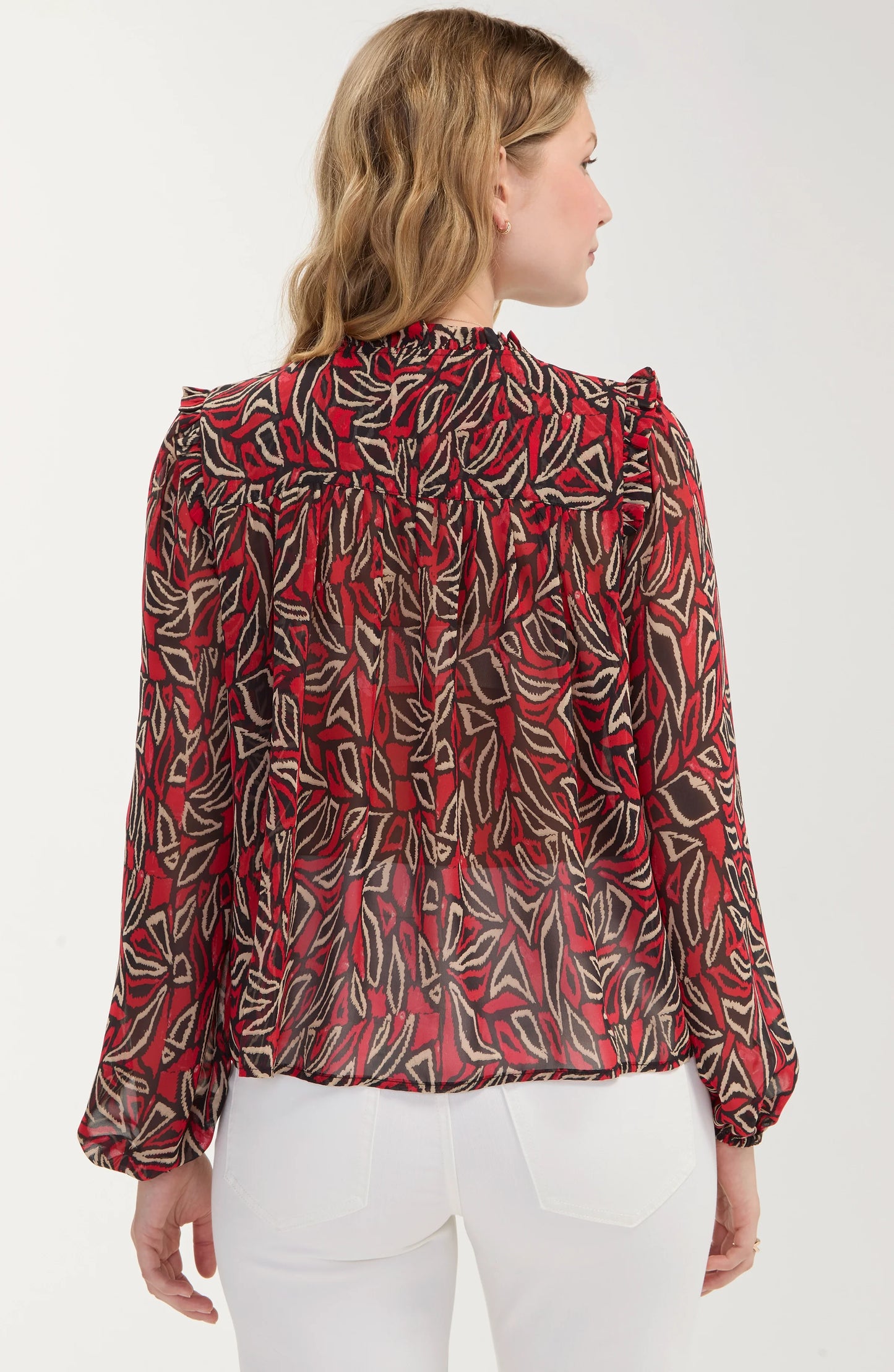 Liverpool Long Sleeve Woven Blouse W/ Pintucks