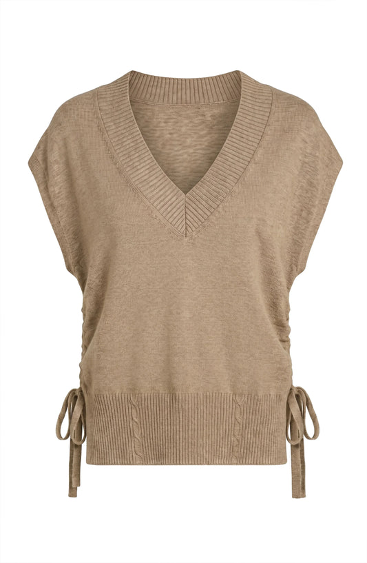 Liverpool V-neck Dolman Sweater W/ Ties - Harvest khaki melange