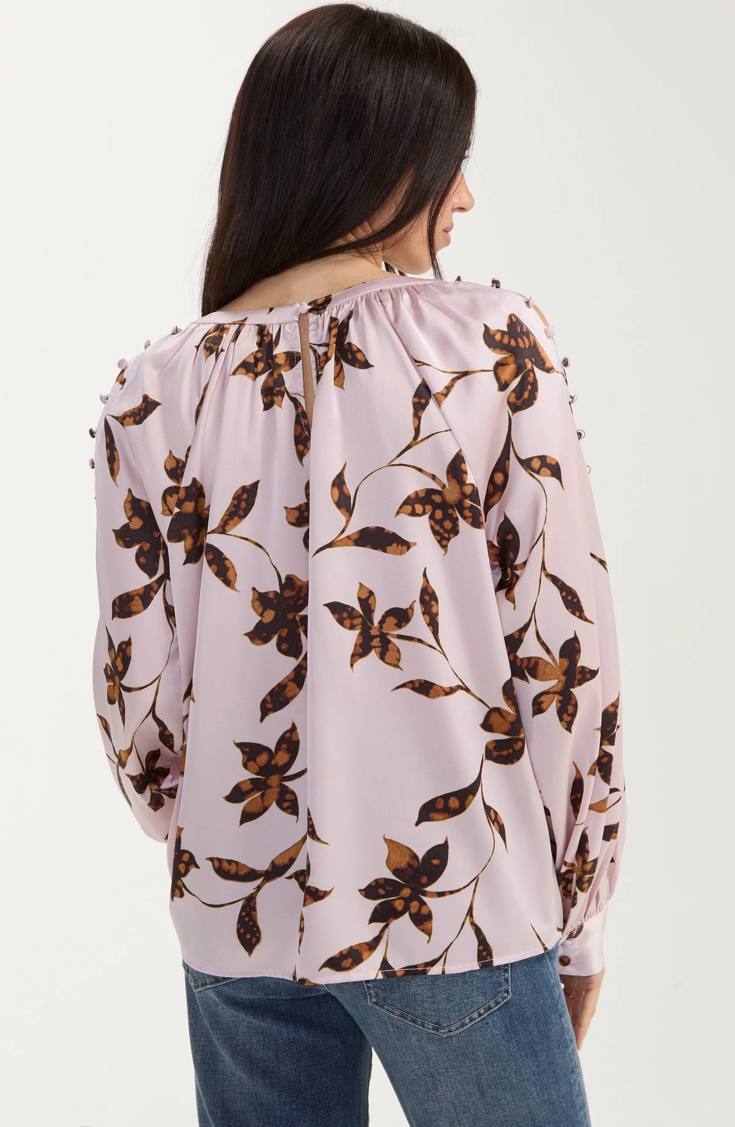 Liverpool Long Sleeve Woven Blouse W/ Button Detail