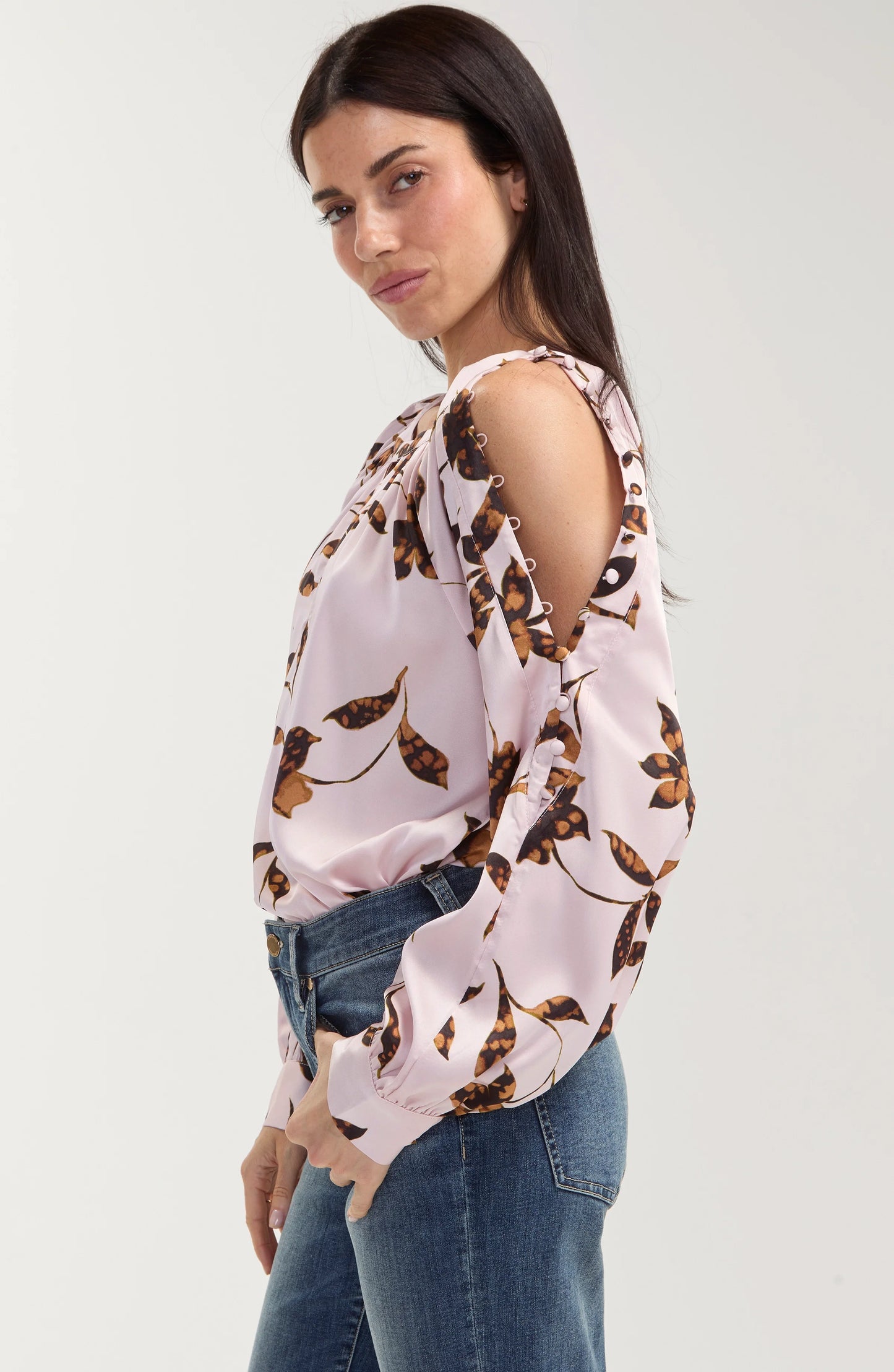 Liverpool Long Sleeve Woven Blouse W/ Button Detail