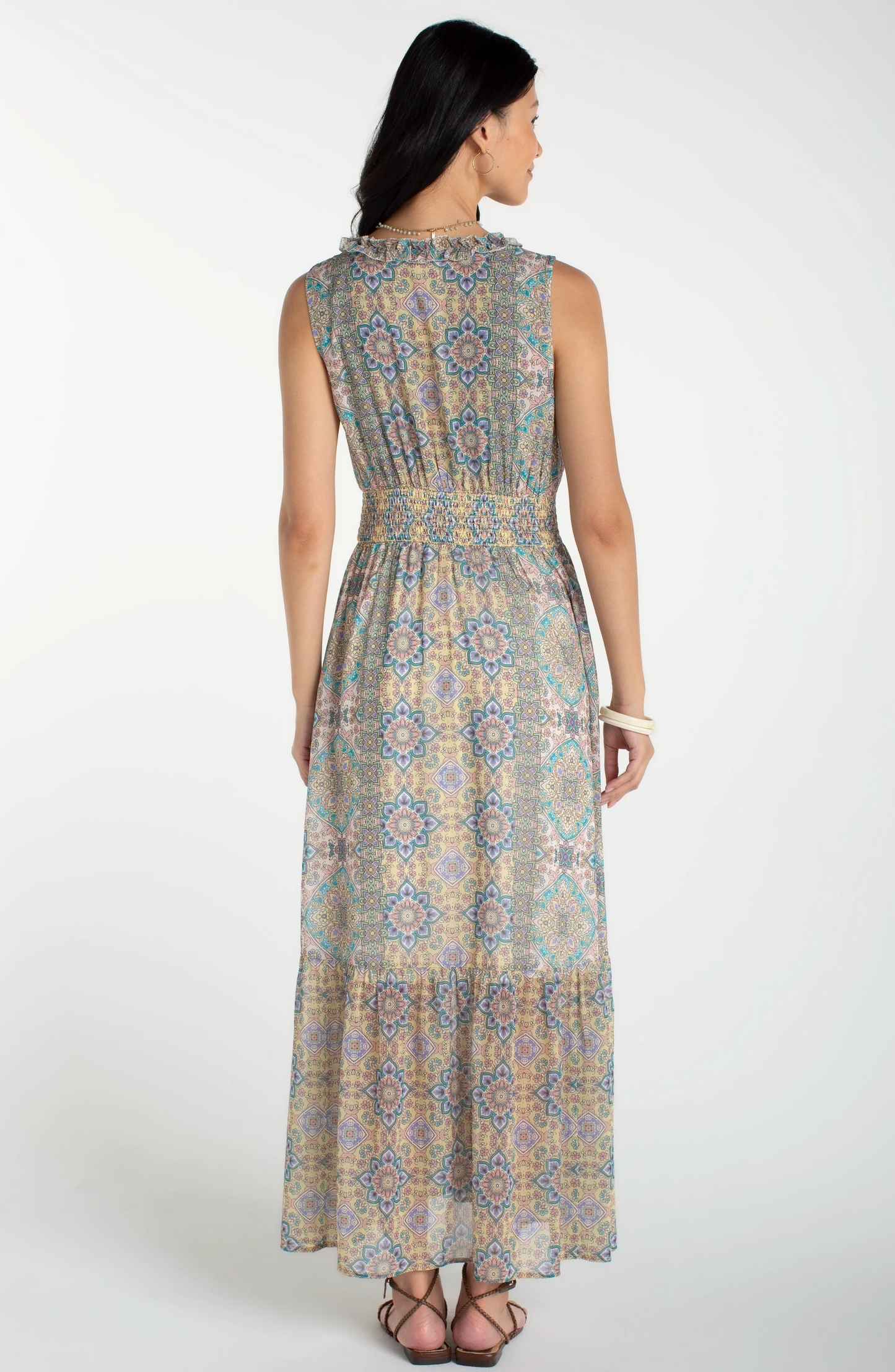 Liverpool Sleeveless Smocked Waist Maxi Dress