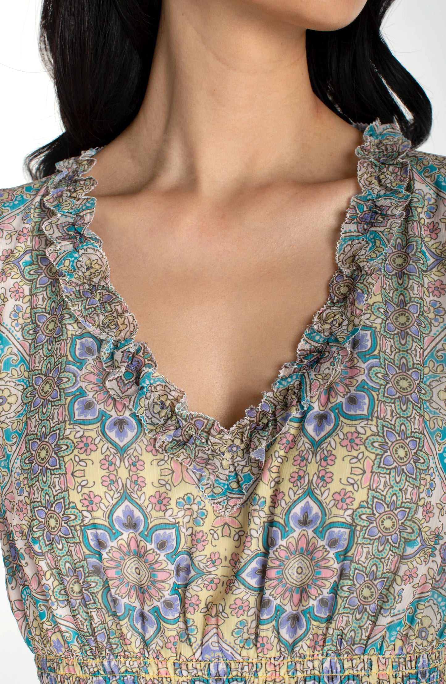 Liverpool Sleeveless Smocked Waist Maxi Dress