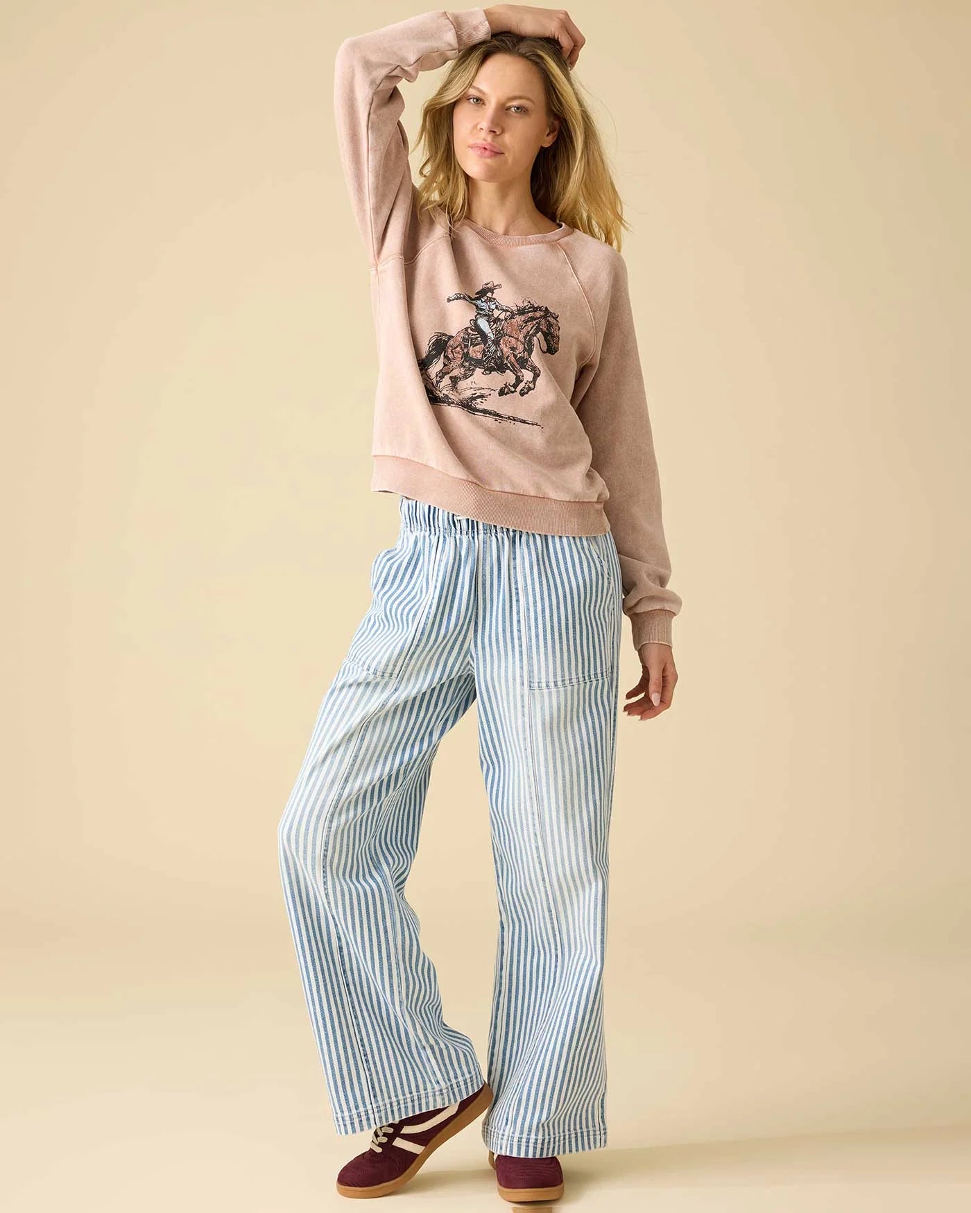 TRIANA WIDE LEG PANT Railroad Stripe