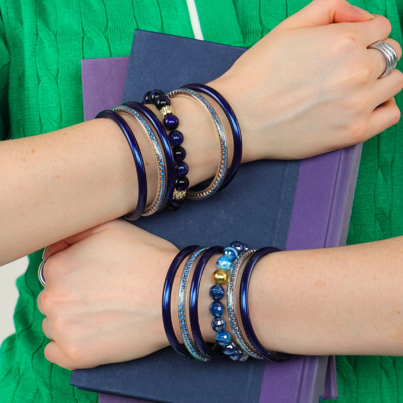 BuDhaGirl Midnight All Weather Bangles® (Set of 3) - Serenity Prayer