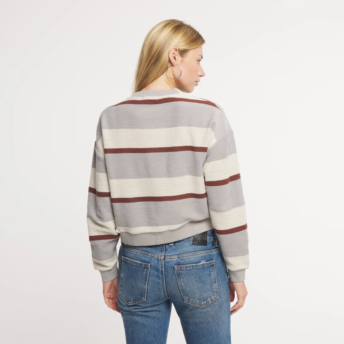 Southern Marsh Sunday Morning Sweater - Gray & Garnet Stripe