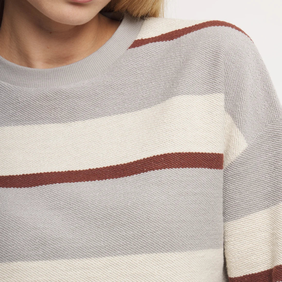 Southern Marsh Sunday Morning Sweater - Gray & Garnet Stripe