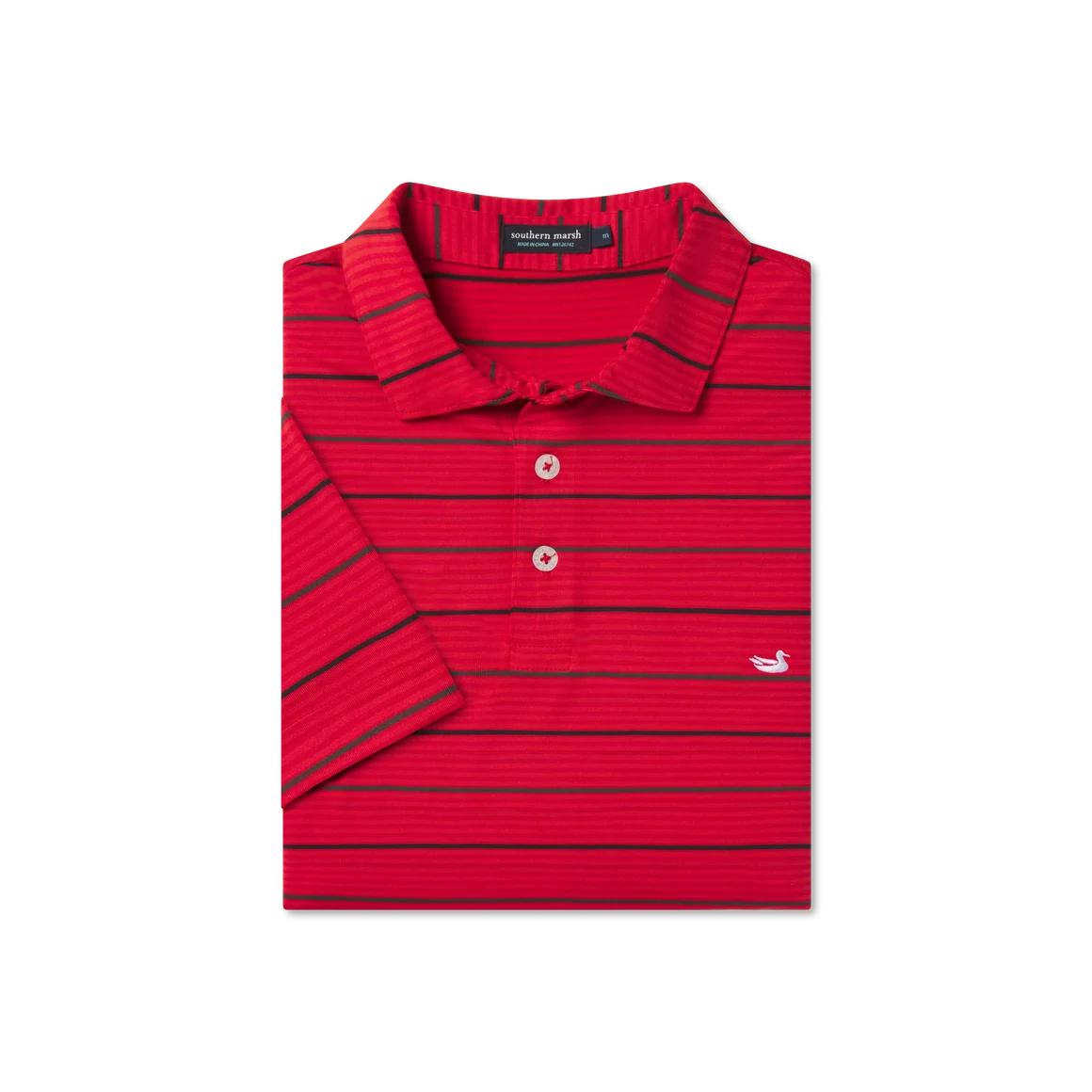 Southern Marsh Gridiron Stripe Performance Polo