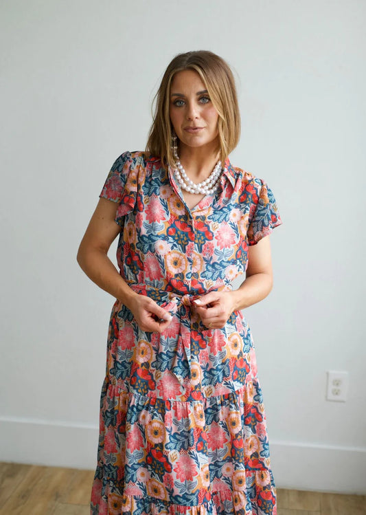 FLUTTER SLEEVE DRESS VINTAGE POPPIE