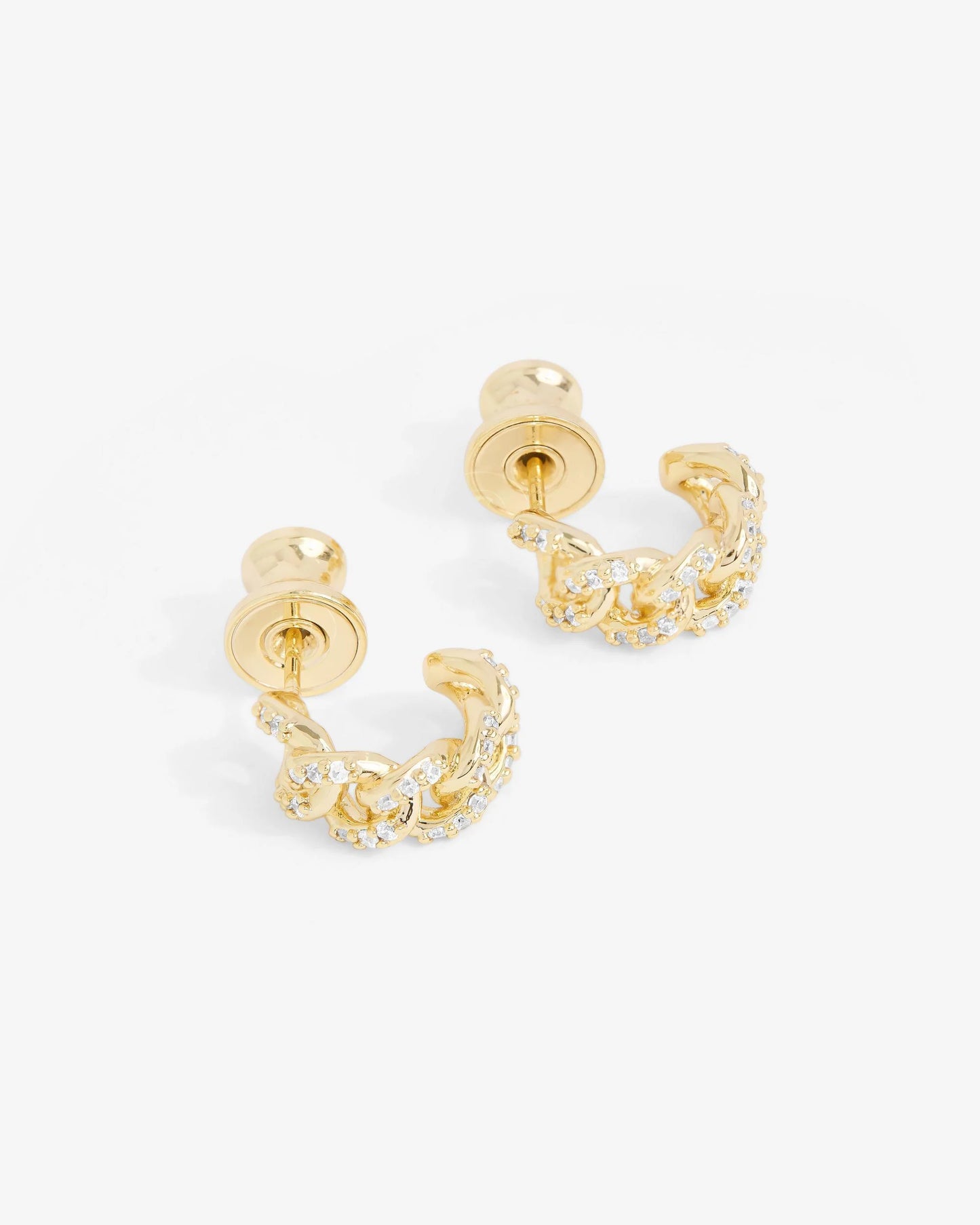 Melinda Maria Pavé Julian Chain Huggies Gold|White Diamondettes
