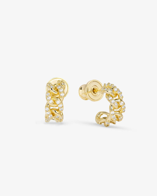Melinda Maria Pavé Julian Chain Huggies Gold|White Diamondettes