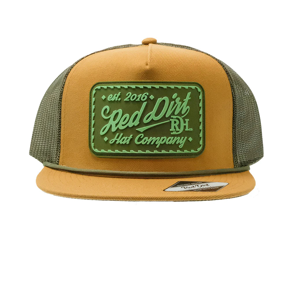 Red Dirt Hat Company Timber Olive with Olive Rope Cowboy Up Flat Bill Cap