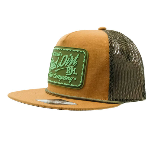 Red Dirt Hat Company Timber Olive with Olive Rope Cowboy Up Flat Bill Cap