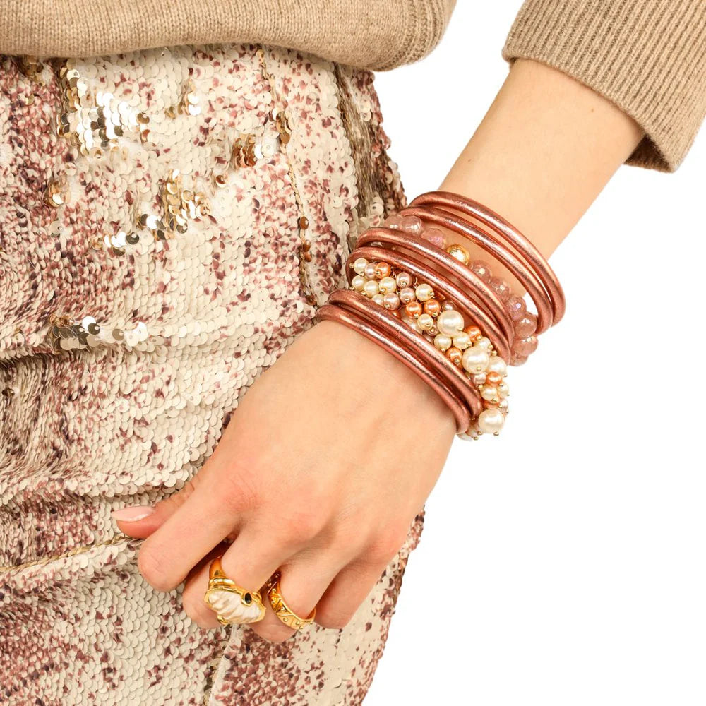 BuDhaGirl ROSE GOLD ALL WEATHER BANGLES® (SET OF 6) - SERENITY PRAYER