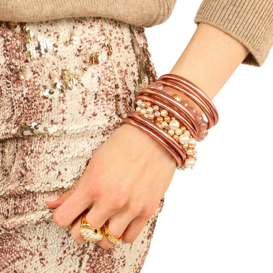 BuDhaGirl ROSE GOLD ALL WEATHER BANGLES® (SET OF 6) - SERENITY PRAYER
