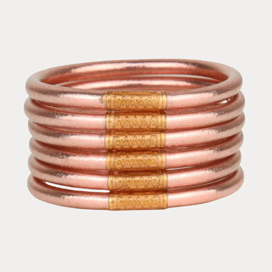 BuDhaGirl ROSE GOLD ALL WEATHER BANGLES® (SET OF 6) - SERENITY PRAYER