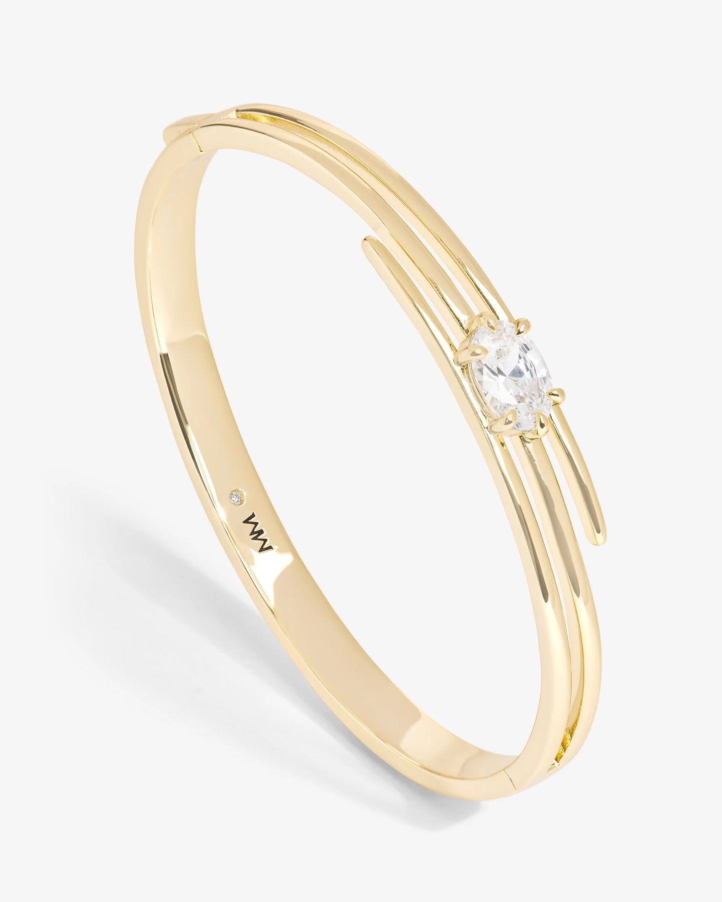 Melinda Maria She's On Point Lasso Cuff Gold|White Diamondettes