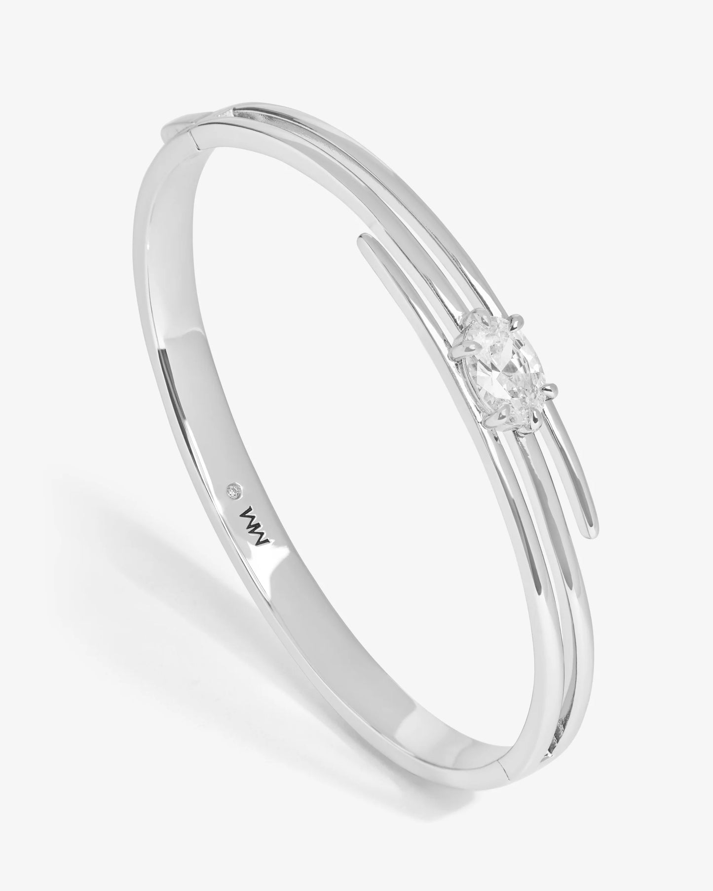 Melinda Maria She's On Point Lasso Cuff Silver|White Diamondettes