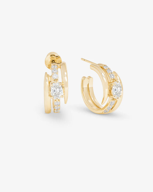 Melinda Maria She's on Point Pavé Lasso Huggies Gold|White Diamondettes
