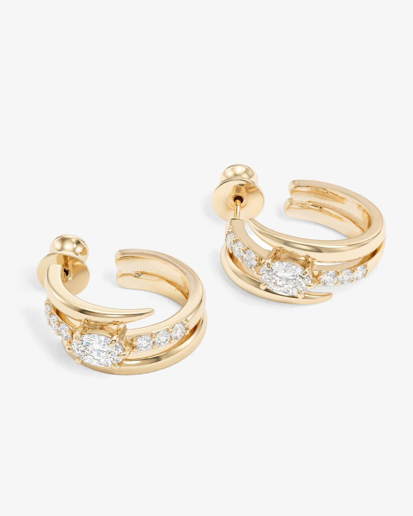 Melinda Maria She's on Point Pavé Lasso Huggies Gold|White Diamondettes
