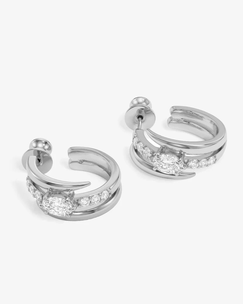 Melinda Maria She's on Point Pavé Lasso Huggies Silver|White Diamondettes