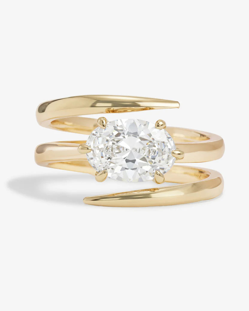 Melinda Maria She's On Point Lasso Ring Gold|White Diamondettes