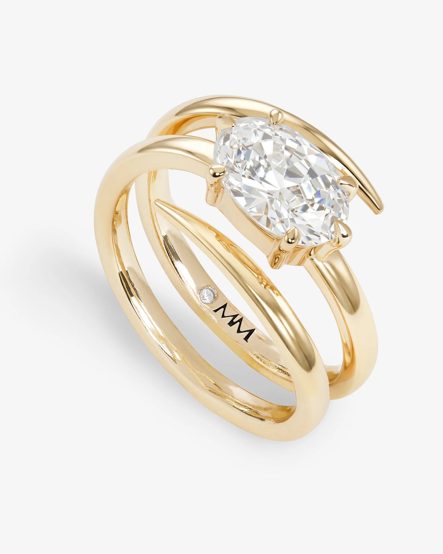 Melinda Maria She's On Point Lasso Ring Gold|White Diamondettes