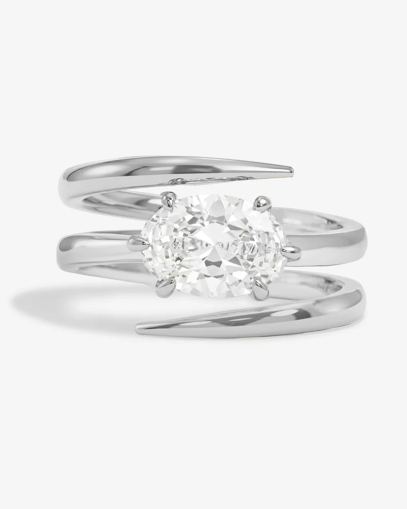 Melinda Maria She's On Point Lasso Ring Silver|White Diamondettes