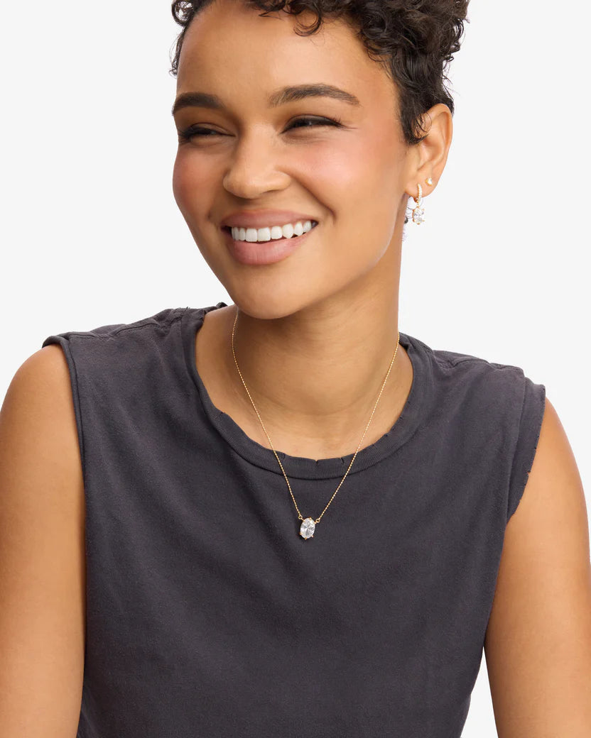 Melinda Maria She's On Point Necklace Gold|White Diamondettes