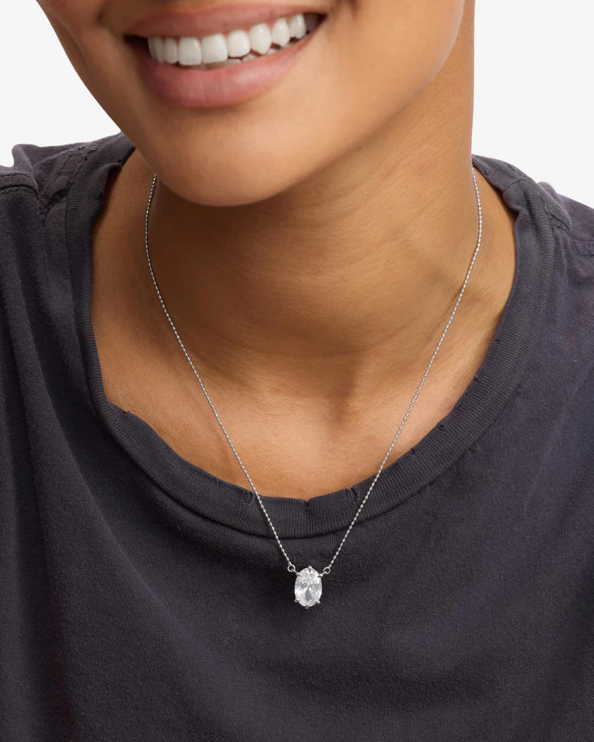 Melinda Maria She's On Point Necklace Silver|White Diamondettes