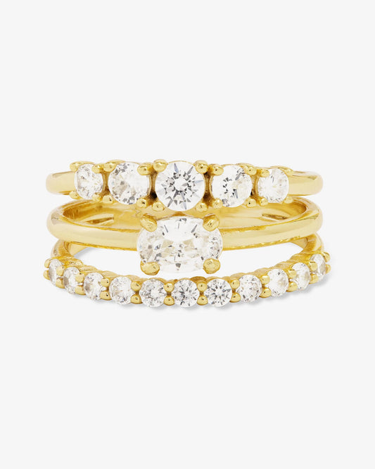 She's So Stacked Ring Gold|White Diamondettes
