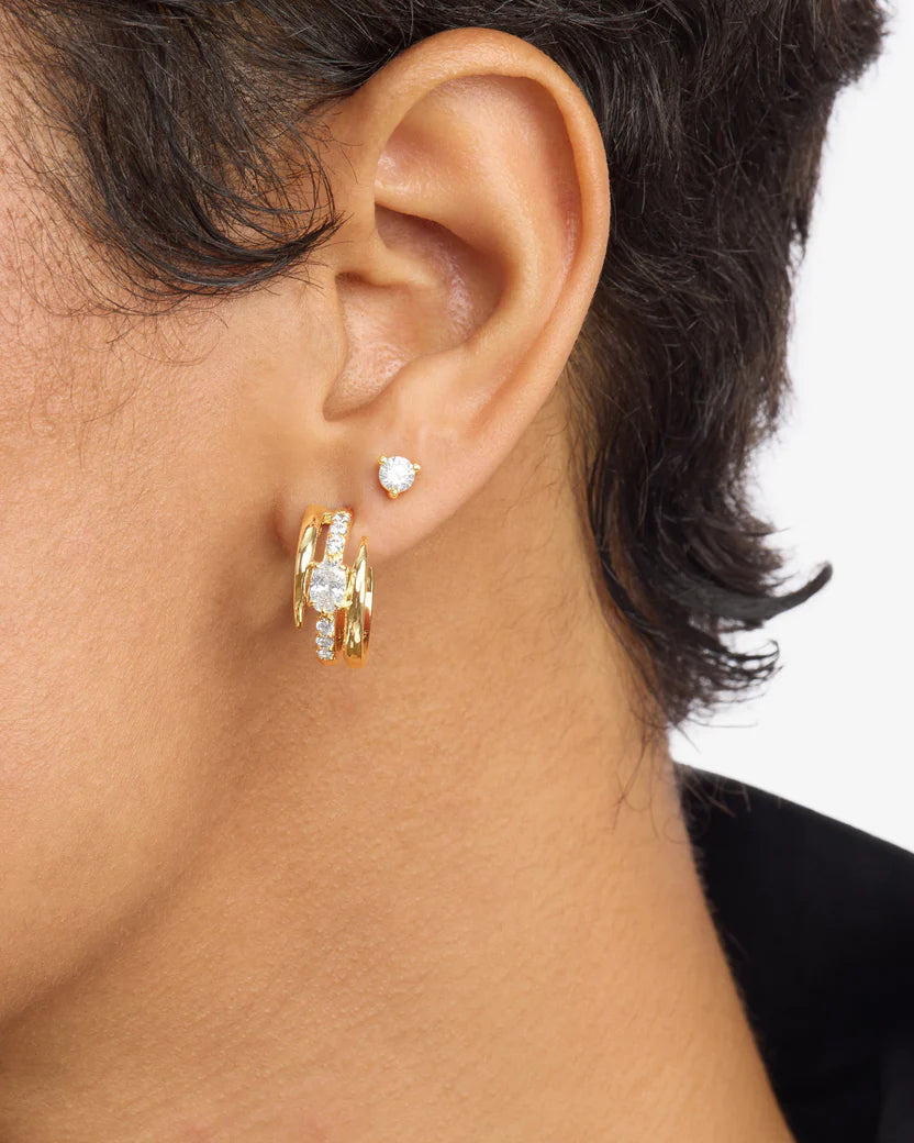 Melinda Maria She's on Point Pavé Lasso Huggies Gold|White Diamondettes