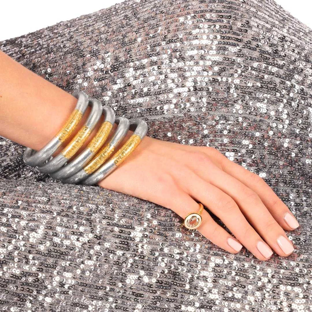 BuDha Girl SILVER TZUBBIE ALL WEATHER BANGLE® (AWB®) - SERENITY PRAYER - Medium (Copy)