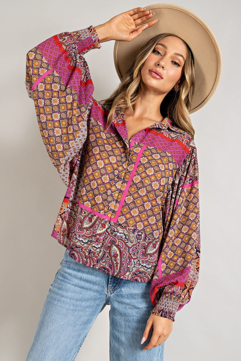 BOHO PUFF SLEEVE TOP