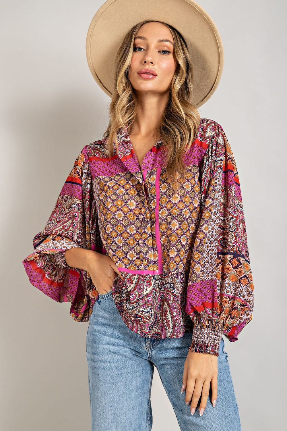 BOHO PUFF SLEEVE TOP