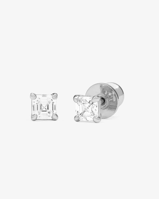 Melinda Maria The Queen's 4mm Studs Silver|White Diamondettes
