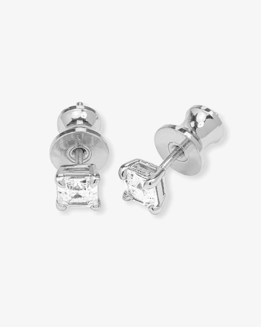Melinda Maria The Queen's 4mm Studs Silver|White Diamondettes